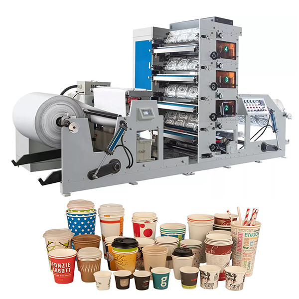 Full Automatic Carton Box Paper Cup Printing Machines 4 Colors Flexo Printing Machine